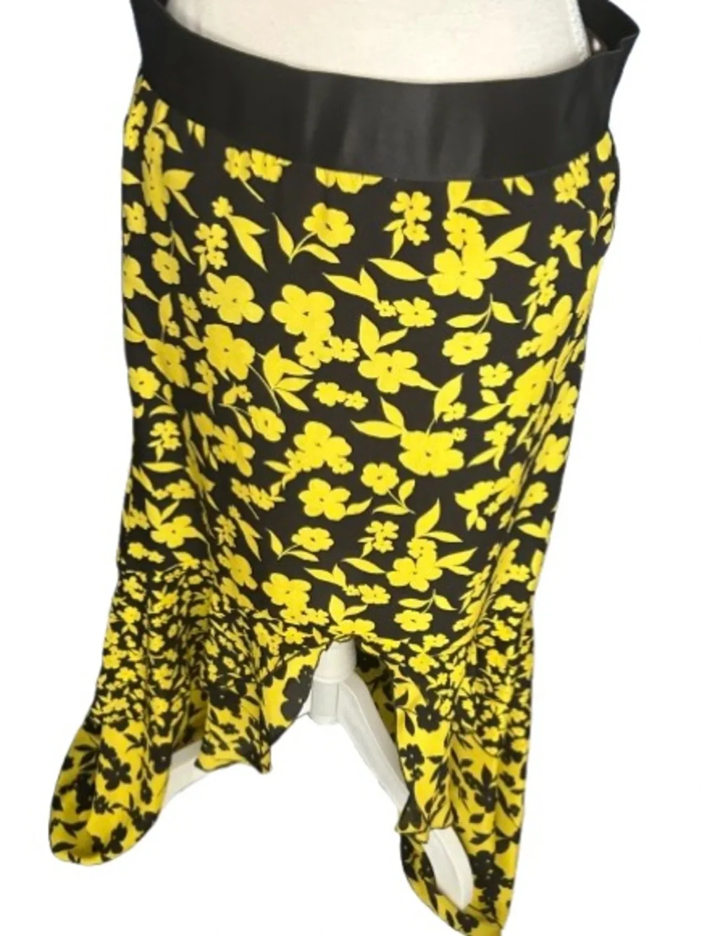 100% Silk ALICE + OLIVIA Floral Ruffle Slit Skirt Boho Designer Small Bohemian 4